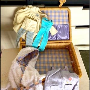 Bitty baby basket and clothes